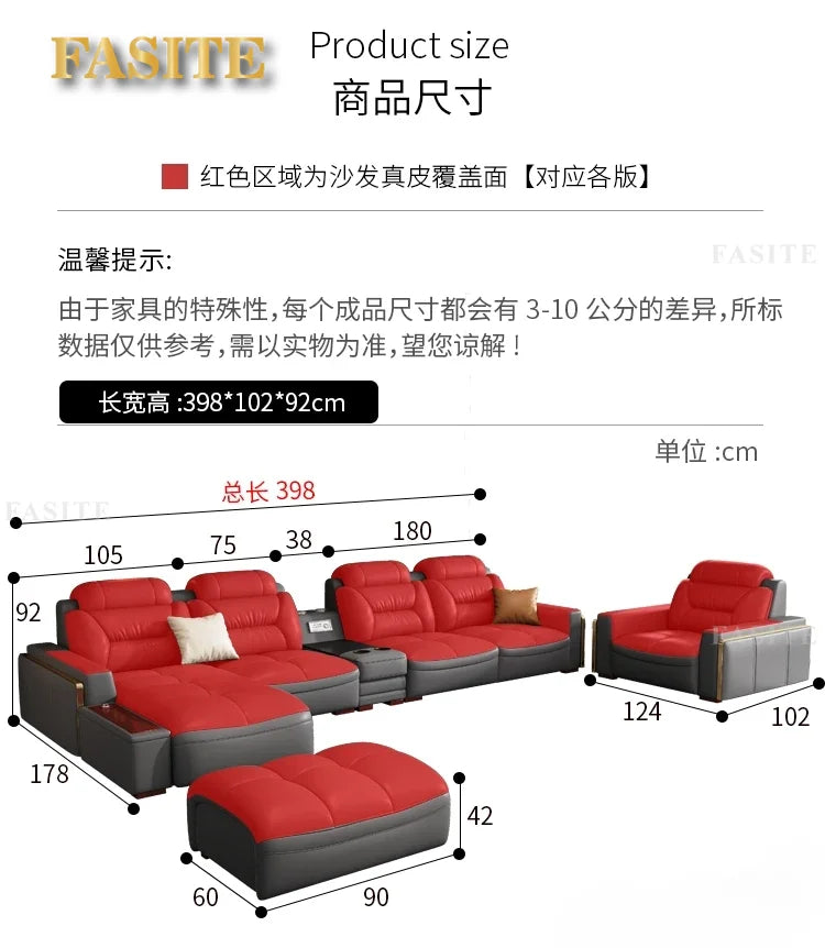 Hochwertige italienische Sofagarnituren aus echtem Leder, Couchsofas mit USB- und Bluetooth-Lautsprecher – MANBAS Wohnzimmermöbel