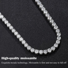 FEOBUR 3/4/5mm Echte Moissanit Tennis Halskette für Frauen Männer S925 Silber Voller Diamanten Hals ketten Party Trendy Schmuck Geschenk