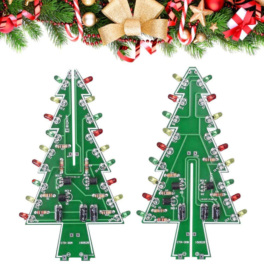 3D Weihnachts baum Löten Praxis elektronische Wissenschaft Montage Kit 3 Farbe/7 Farbe blinkend LED-Platine DIY Elektronik-Kits