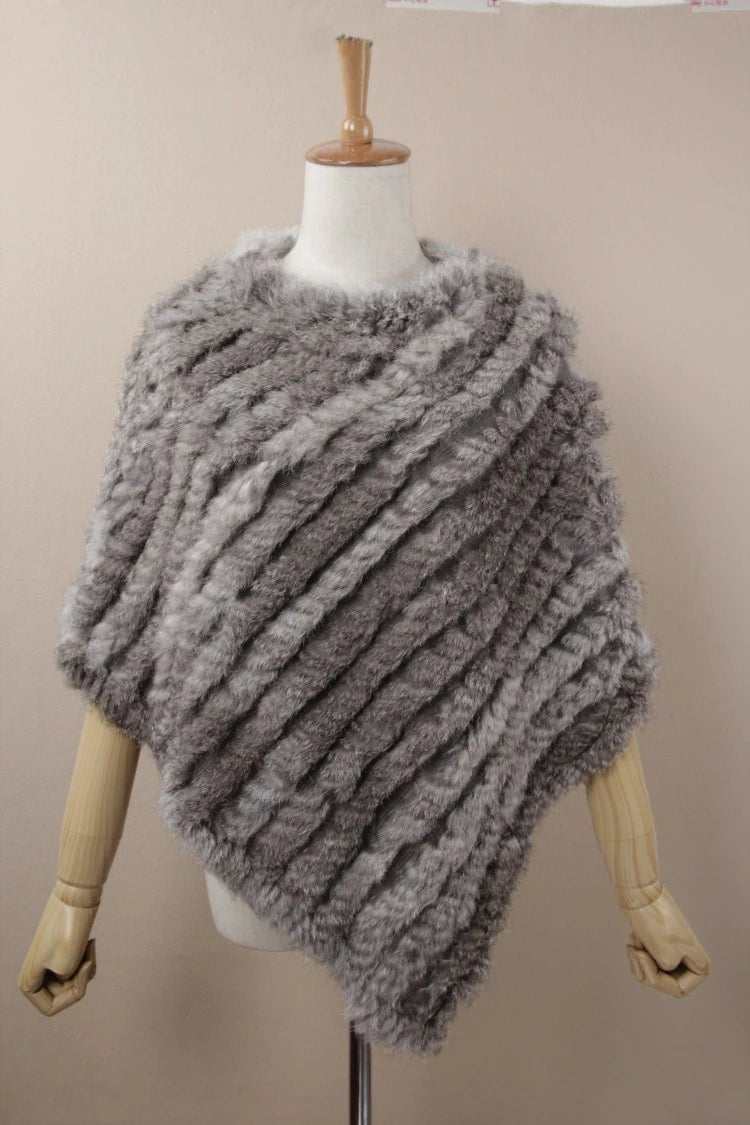 HSPL Pelz Poncho 2022 Herbst Echt Kaninchen Heißer Verkauf Dreieck Gestrickte Frauen Pullover Dame Pashmina Wrap poncho pele de coelho